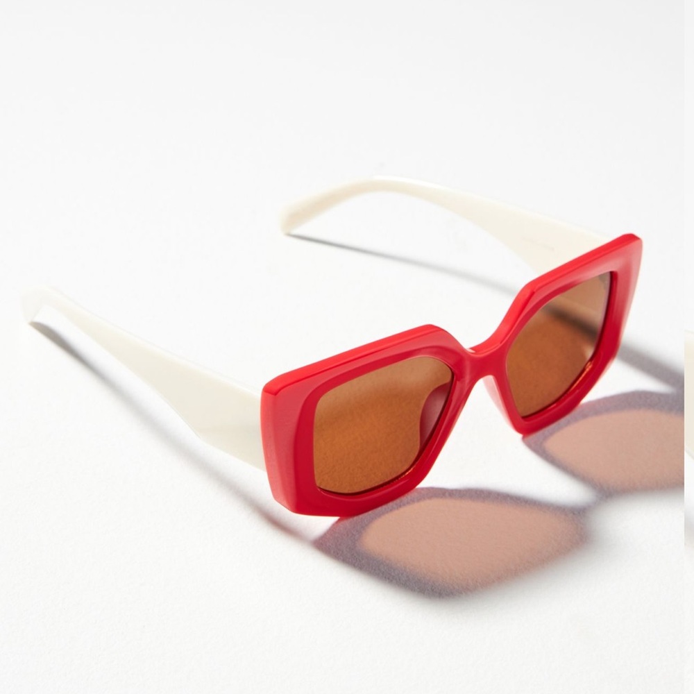 NWT Anthropologie Red colorblocked Geometric Sunglasses